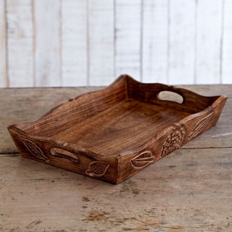 Carved Wooden Decorative Tray