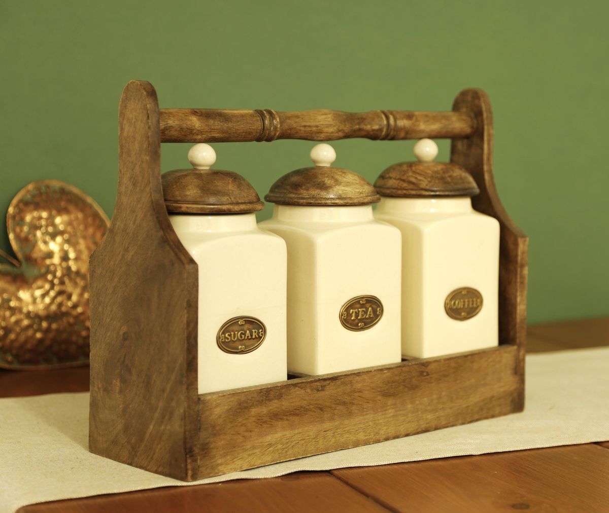 Rustic Wooden Canister Set